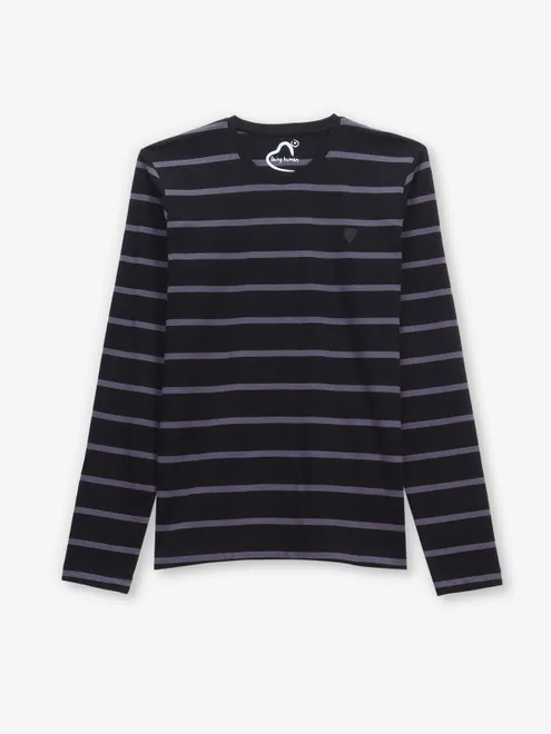 BEING HUMAN striped black cotton t-shirt