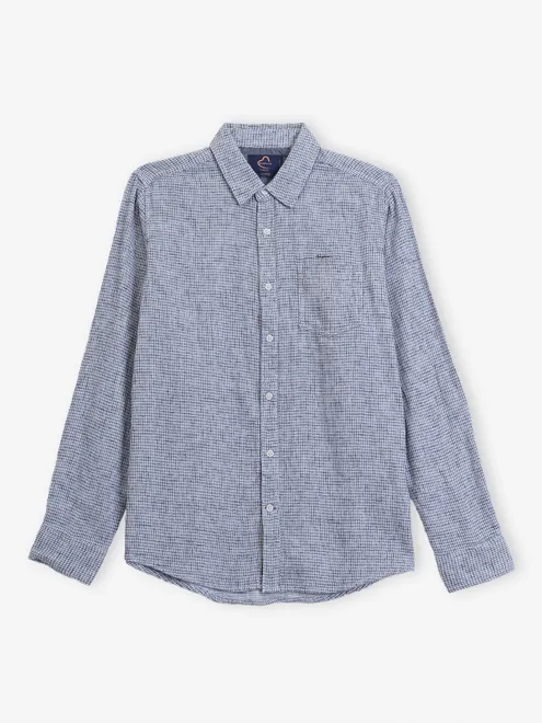BEING HUMAN textured navy and white cotton shirt