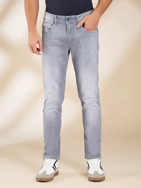 BEING HUMAN washed grey slim fit jeans for mens