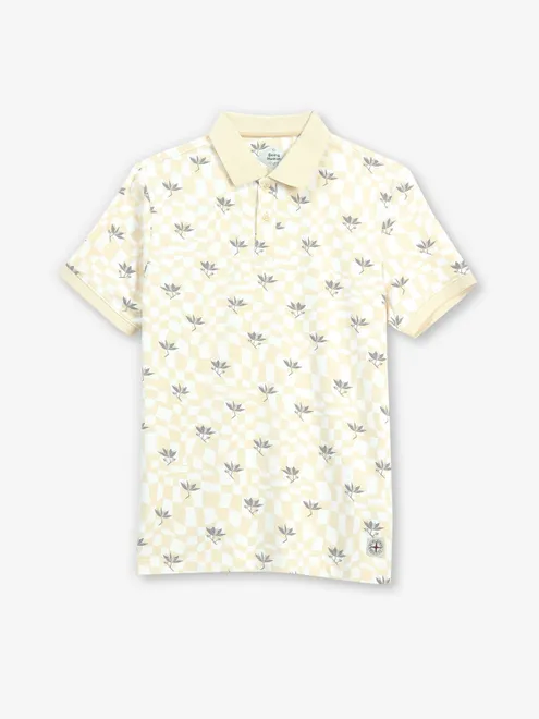 BEING HUMAN white and cream checks t-shirt