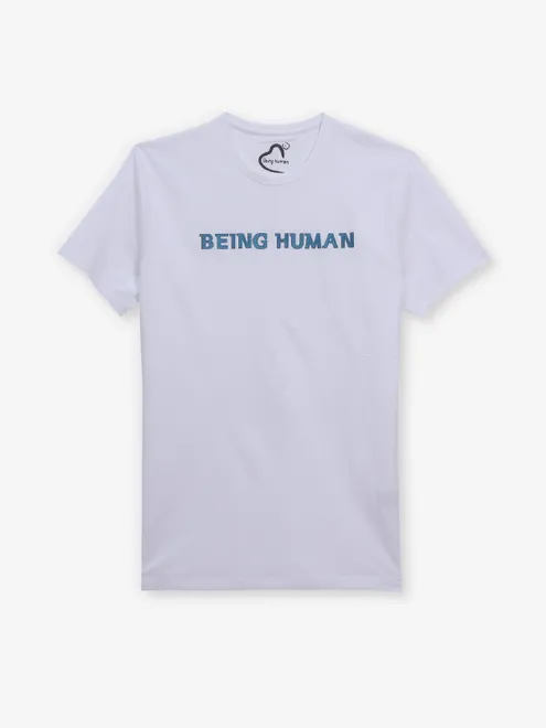 BEING HUMAN white brand name t-shirt