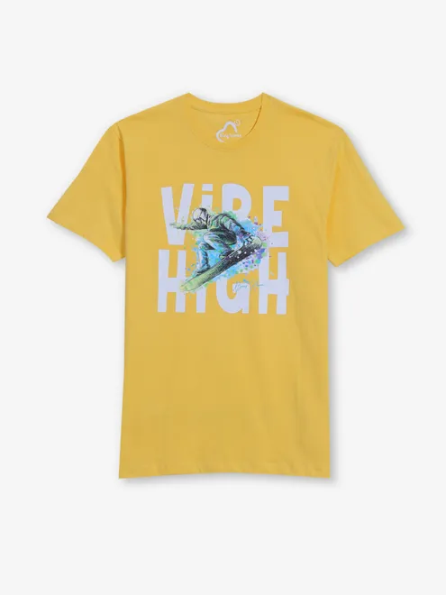 BEING HUMAN yellow printed slim t-shirt