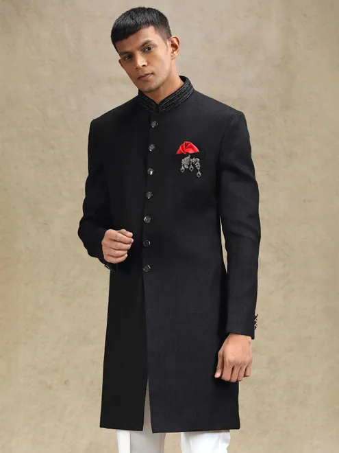 Black all time classy indo western in jute fabric