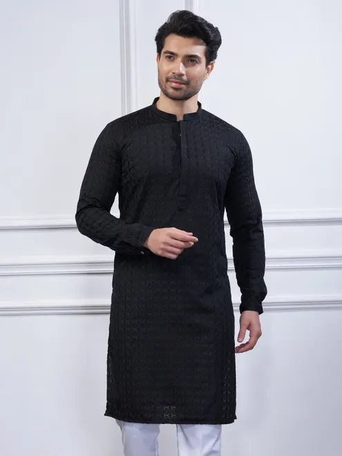 Black cotton kurta suit for special ocassions