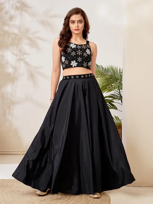 Black crepe silk palazzo stylish designer salwar suit