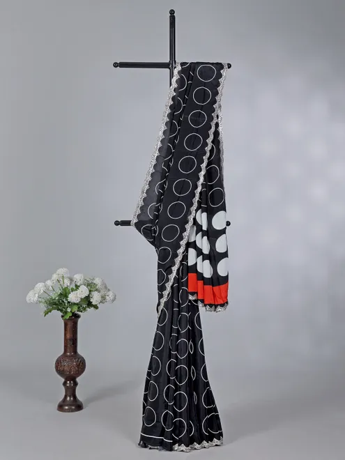 Black crepe silk party wear saree