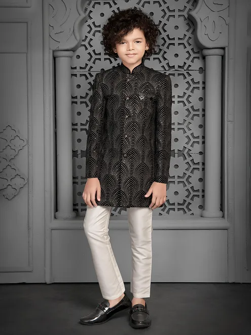 Black ethnic charm indo western for boys