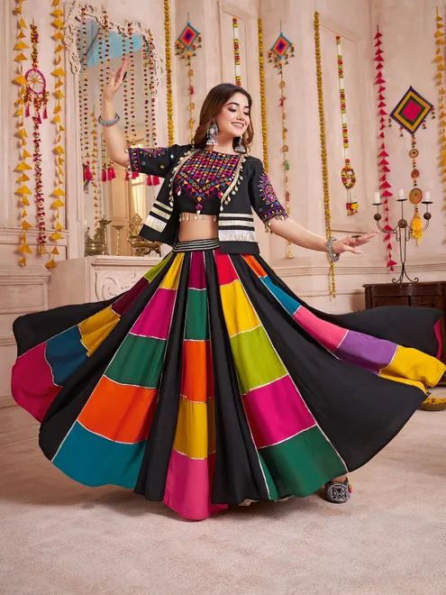Black glamorous festive jacket style chaniya choli