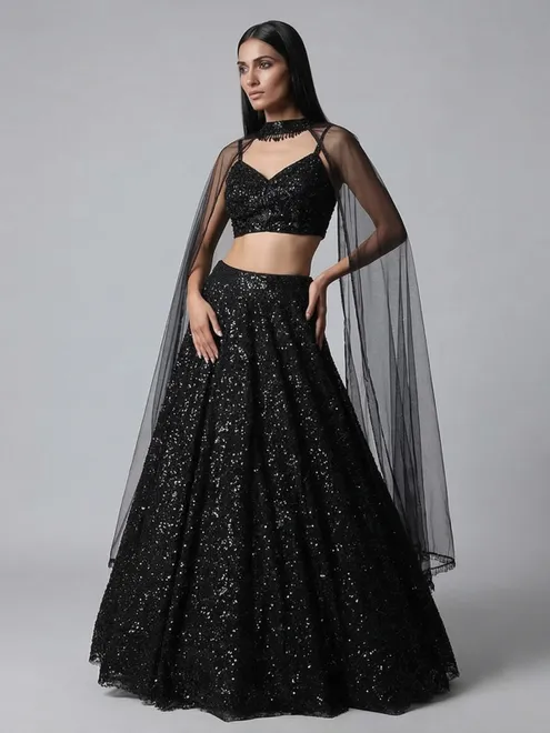 Black net lehenga choli for party wear