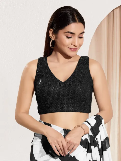 Black ready made sequins blouse
