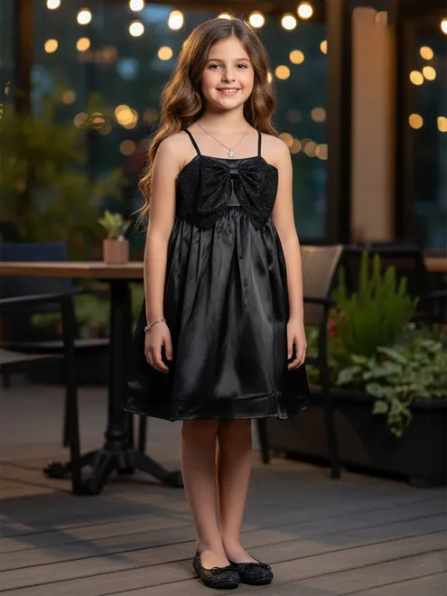 Black silk party wear frock