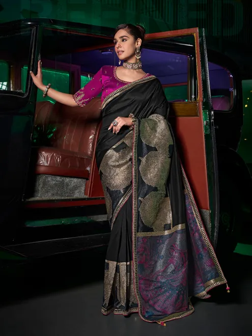 Black silk saree for festival