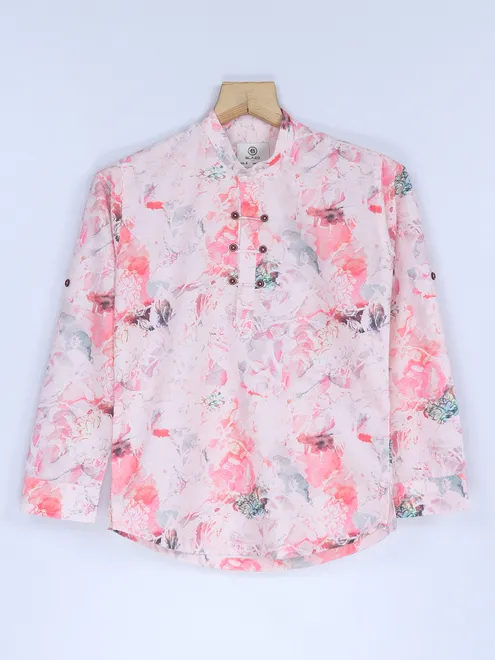 Blazo peach cotton kurta style shirt