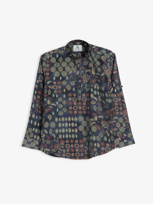 Blazo printed cotton navy shirt