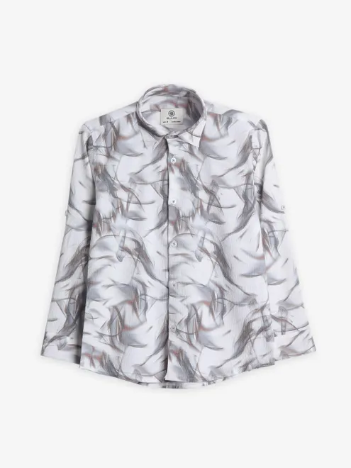 Blazo printed off white cotton shirt