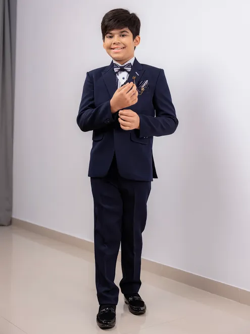 Blue one button boys coat suit design