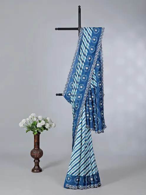 Blue patola silk wedding wear saree for women