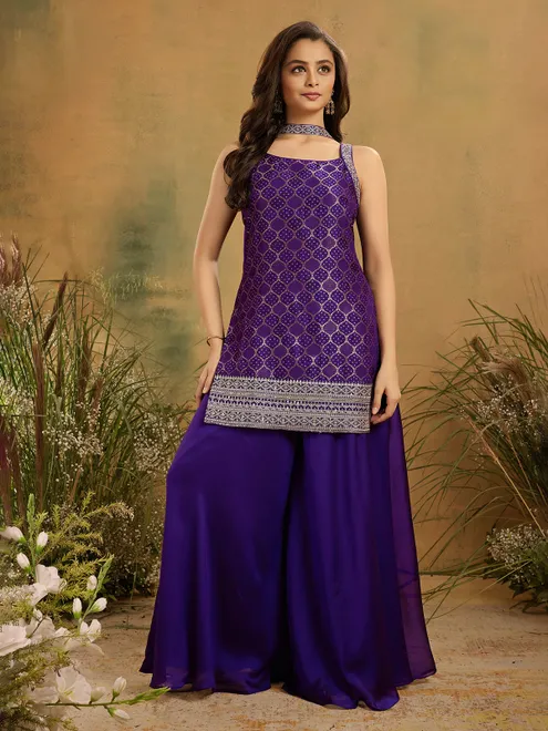 Blue silk choker dupatta salwar suit