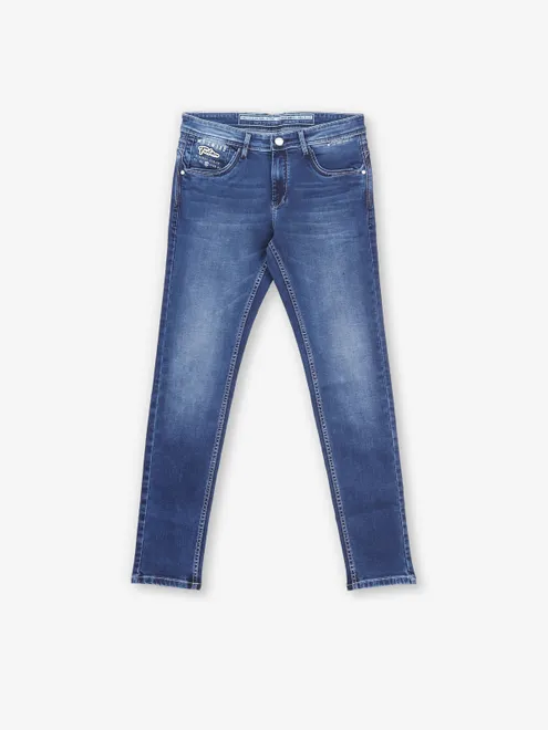 Blue washed narrow fit denim jeans from MD SWORD