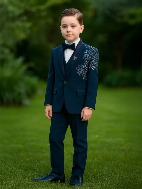 Blue wedding wear coat suit for boys