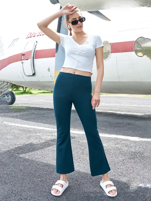 BOOM rama blue solid laycra pant