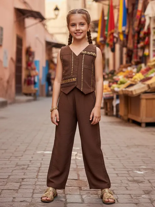 Brown embroidered co ord set