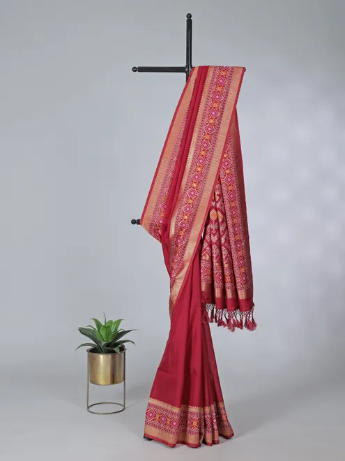 Brown festive wear semi silk saree