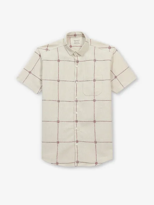 BUTTERFLY cream cotton half sleeve shirt