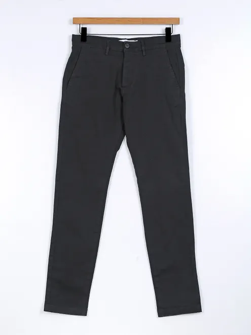 Celio formal wear black solid cotton trouser