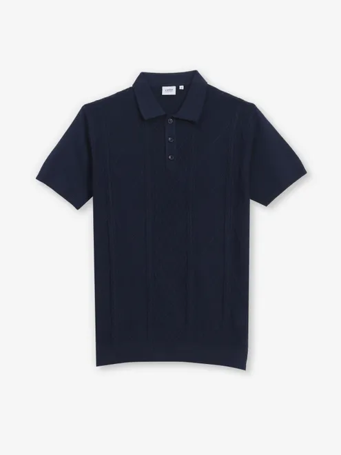 CELIO navy knitted slim fit t-shirt for men