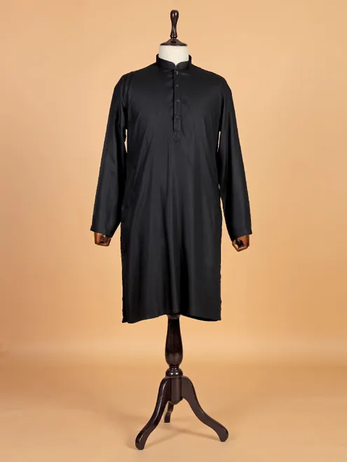 Charming black cotton kurta suit