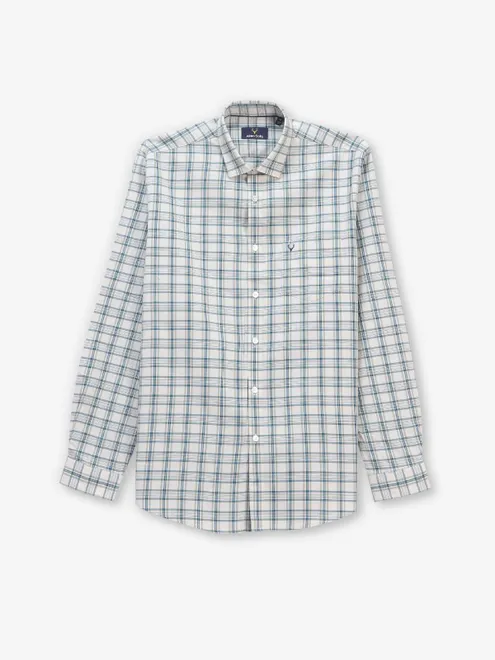 ALLEN SOLLY checks green casual cotton slim fit shirt