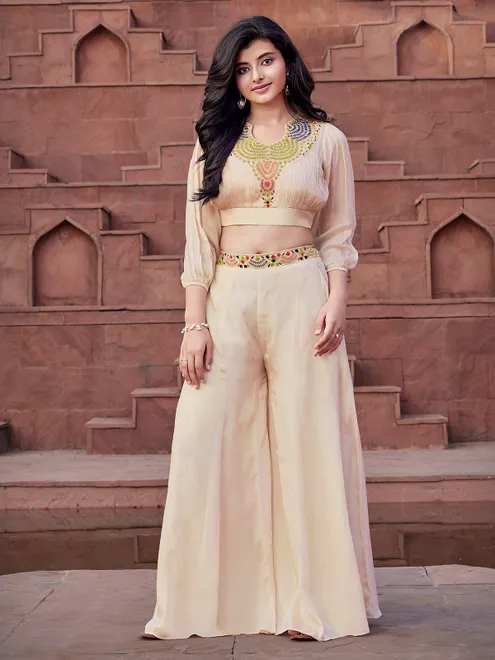 Chiku crop top style palazzo suit