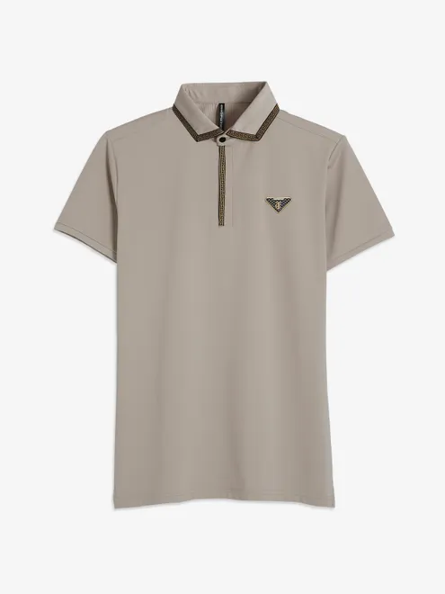 Chopstick beige cotton plain t-shirt