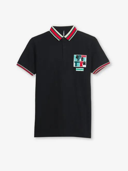 CHOPSTICK black cotton polo t-shirt