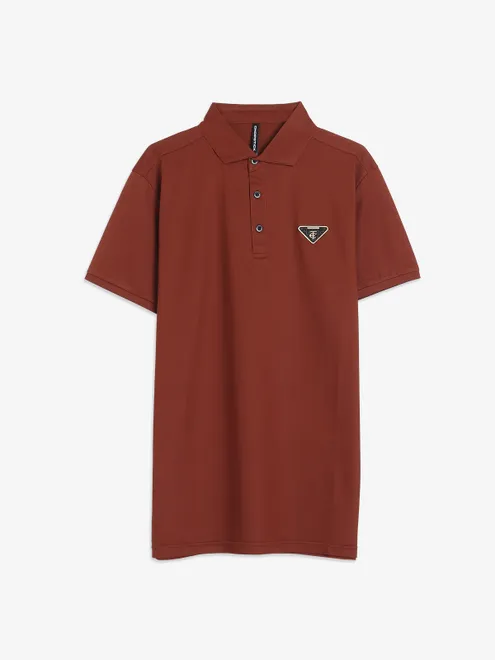 Chopstick brown cotton plain t-shirt