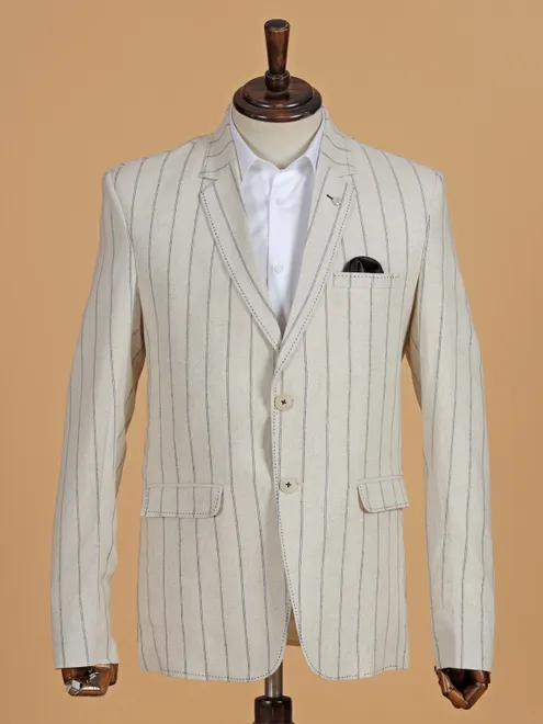 Classic beige checks terry rayon blazer