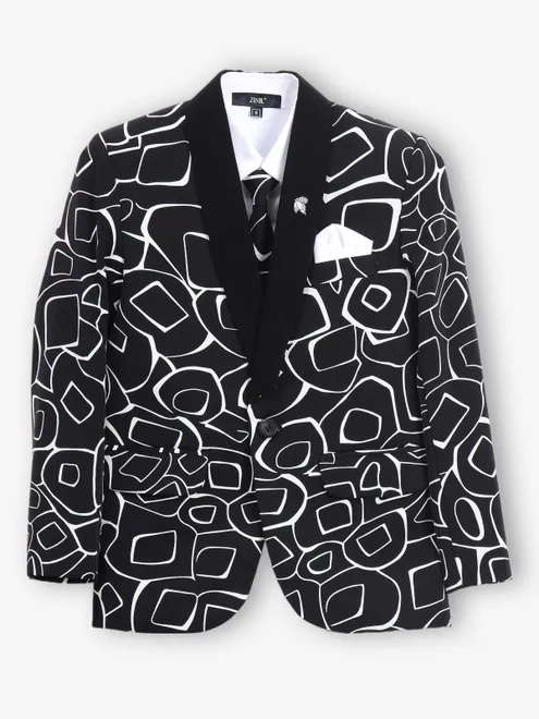 Classic black printed coat suit