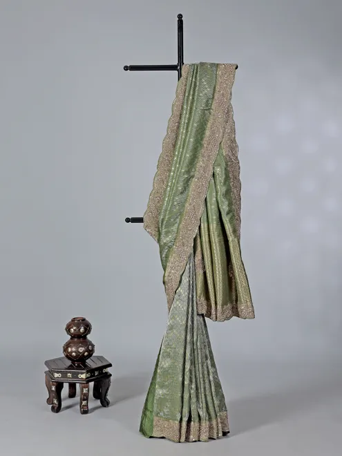 Classic green tissue silk saree