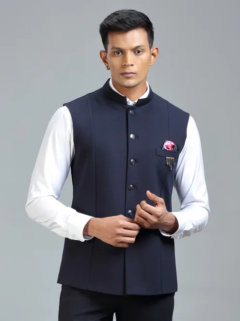 Classic stylish navy waistcoat for special occasion