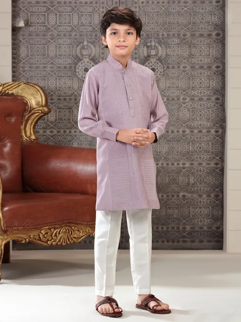 Classy mauve purple silk kurta suit