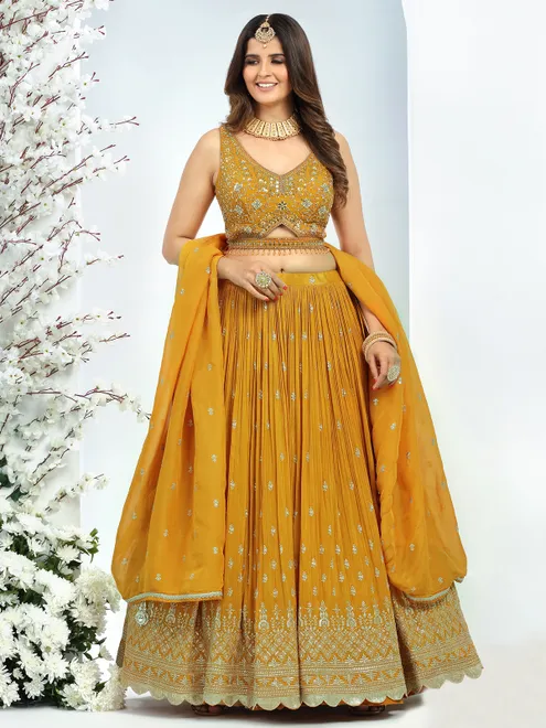 Classy mustard yellow lehenga choli