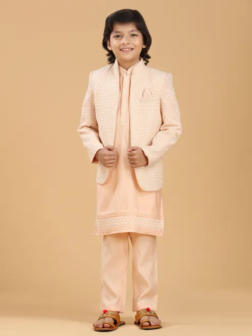Classy peach silk indowestern