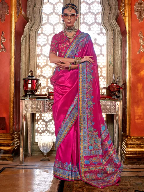 Classy rani color saree in viscose