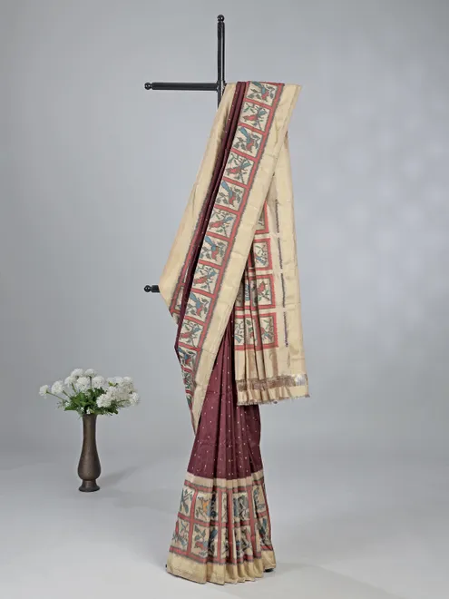 Coffee color haidrabadi silk saree for festive