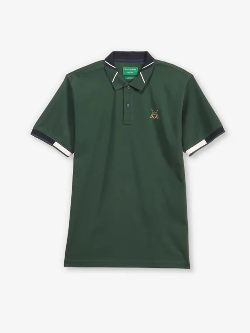 COLORPLUS green plain cotton polo t-shirt