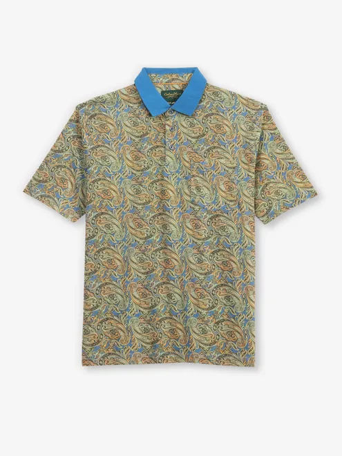 COLORPLUS printed blue cotton polo t-shirt