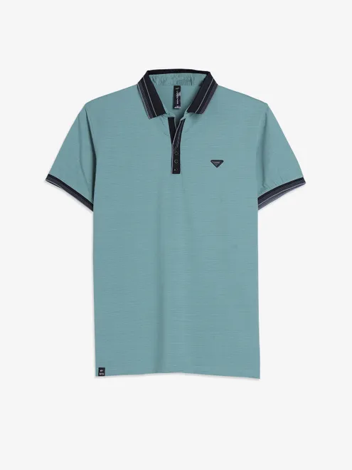 COOKYSS cotton sea green plain t-shirt