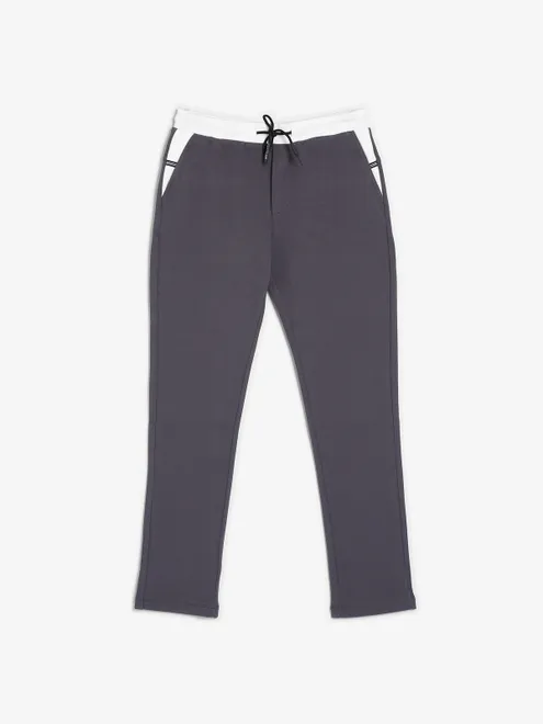 Cookyss grey cotton solid track pant