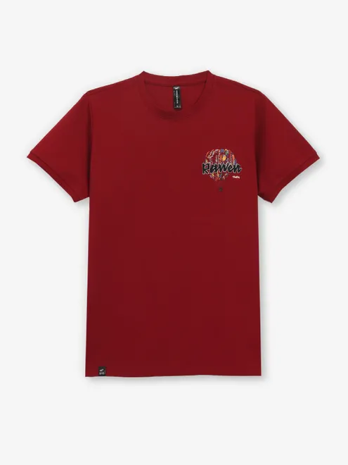 COOKYSS maroon cotton t-shirt with printed